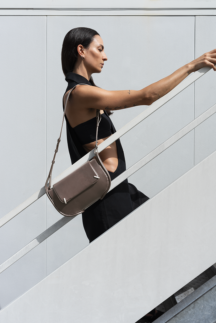 LOVNI BAG M - taupe crossbody bag - designer leather bag - unisex